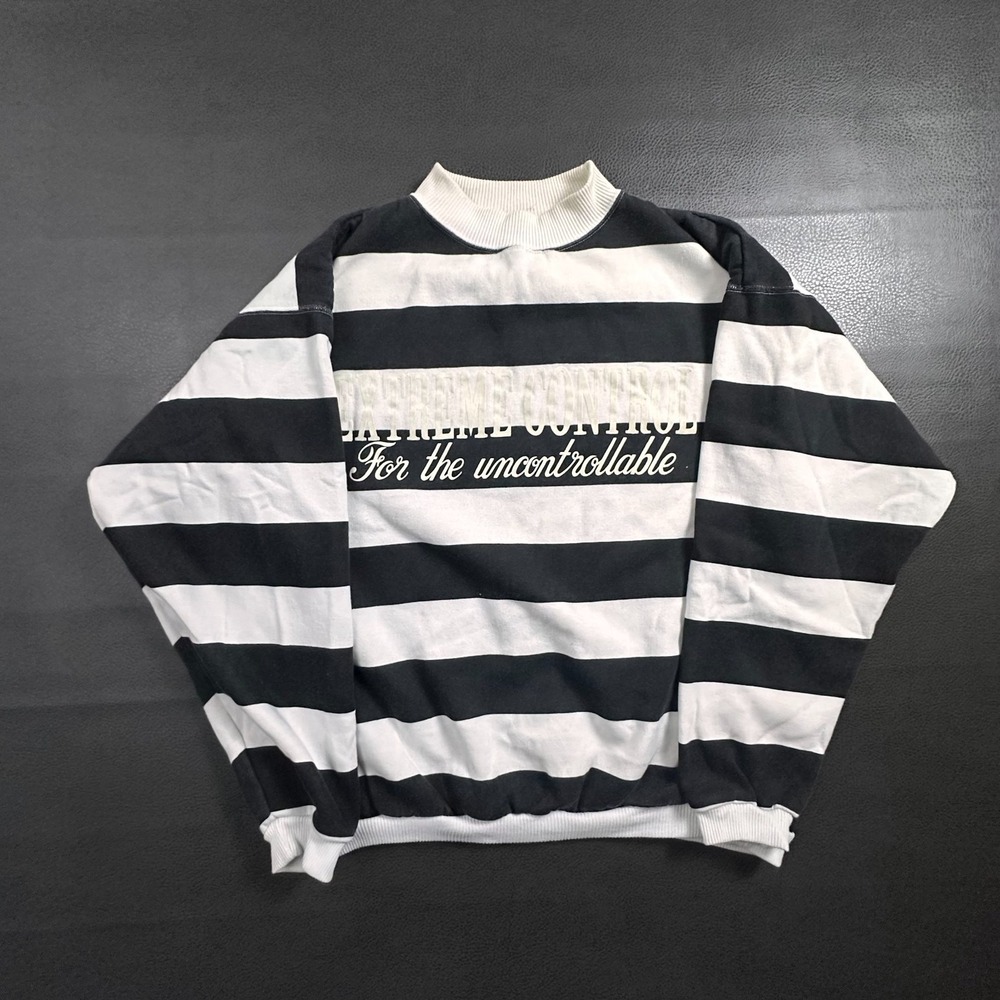 Vintage Extreme Control Sweatshirt Adult Large Prison Striped Boxy 1990s